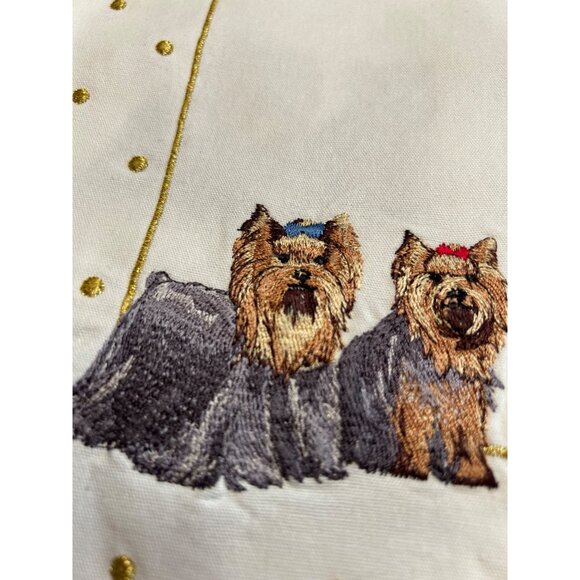 Set Of 4 White Embroidered Yorkie Placemats & Napkins Danbury Mint - Picture 11 of 13